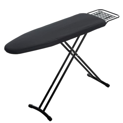 Heavy Duty Full-Size Ironing Board, RAINHOL 54x13 Compact with Iron Rest and Heat Resistant Cover, Adjustable Height, Black