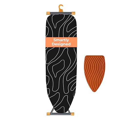 Compact Ironing Board with Extra Thick Cover, Height Adjustable and Easy Storage – Black (13x43)
