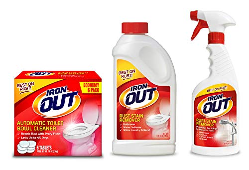 IRON OUT Automatic Toilet Bowl Cleaner Tablets & Rust Stain Remover Gel Spray and Powder