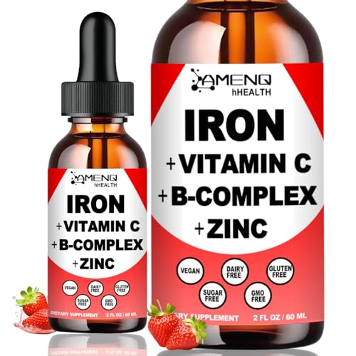 High-Potency Liquid Iron Supplement with Vitamin C, A, B-Complex - Supports Energy, Red Blood Cells, and Reduces Fatigue for All Ages