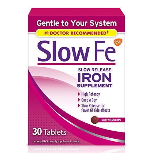 Slow Fe 45mg Iron Supplement - High Potency, Slow Release, Easy to Swallow Tablets (30 Count)