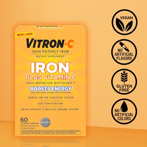 Immune Support Iron Supplement with Vitamin C, 60 Count