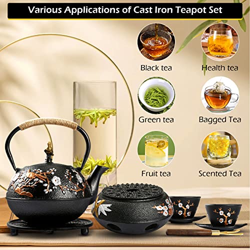 Cast Iron Teapot Set with Tea Warmer and Cups