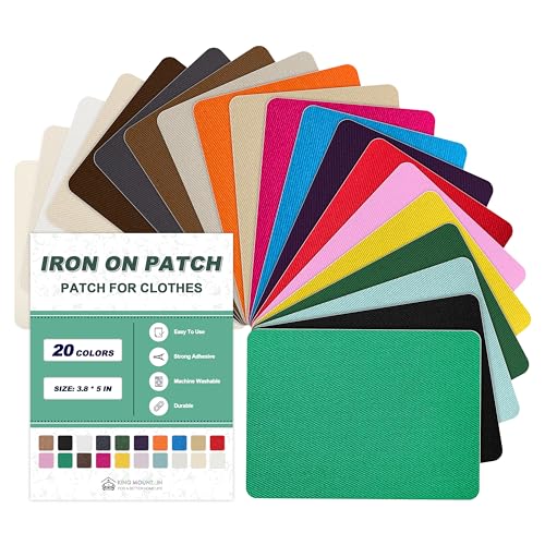 20 Multi-Colored Iron-On Cotton Patches for Clothing and Accessories (3.7 x 4.9)