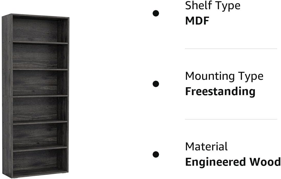 Stylish 6-Tier Bookcase for Home, Office, and Bedroom