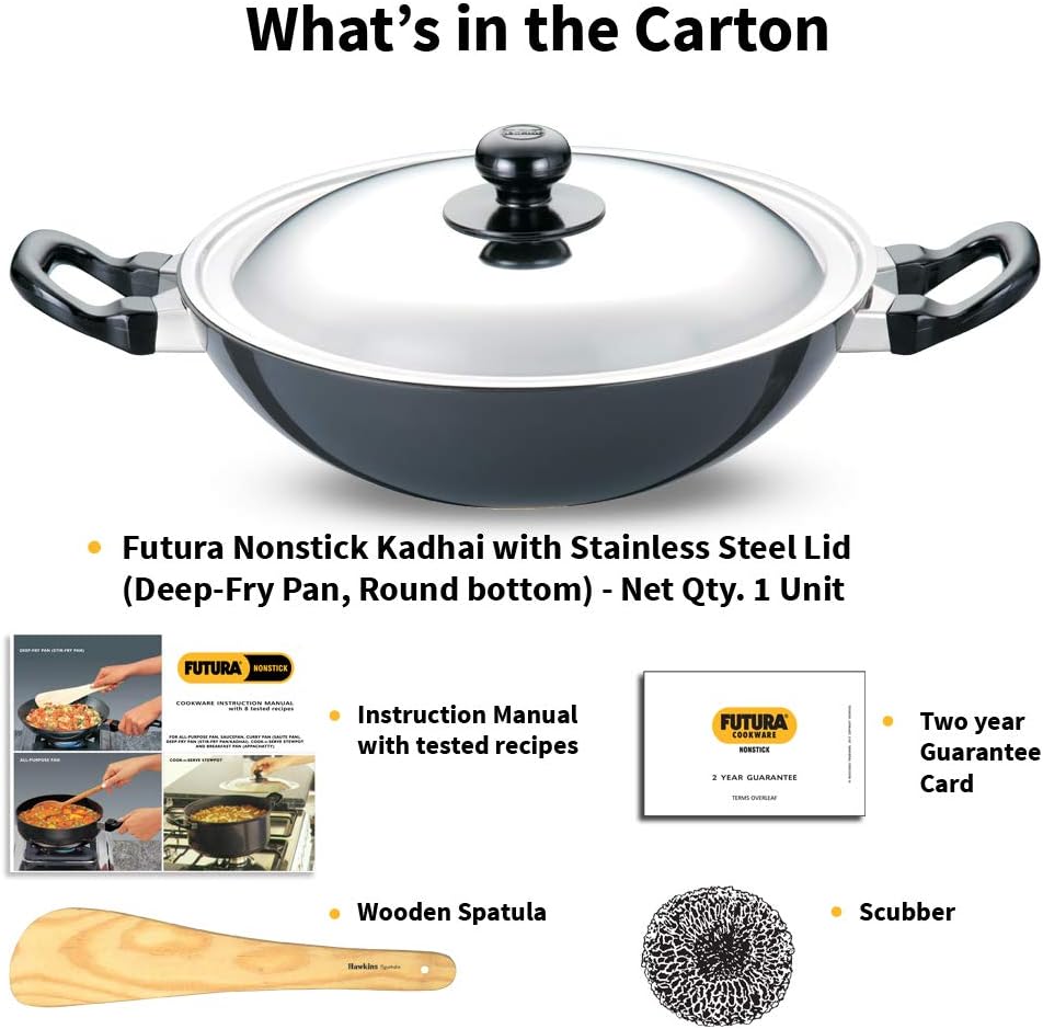 Futura Q55/NK25S Fry Pan, Kadhai, 2.5 Liter, Gray (For Gas Stoves)