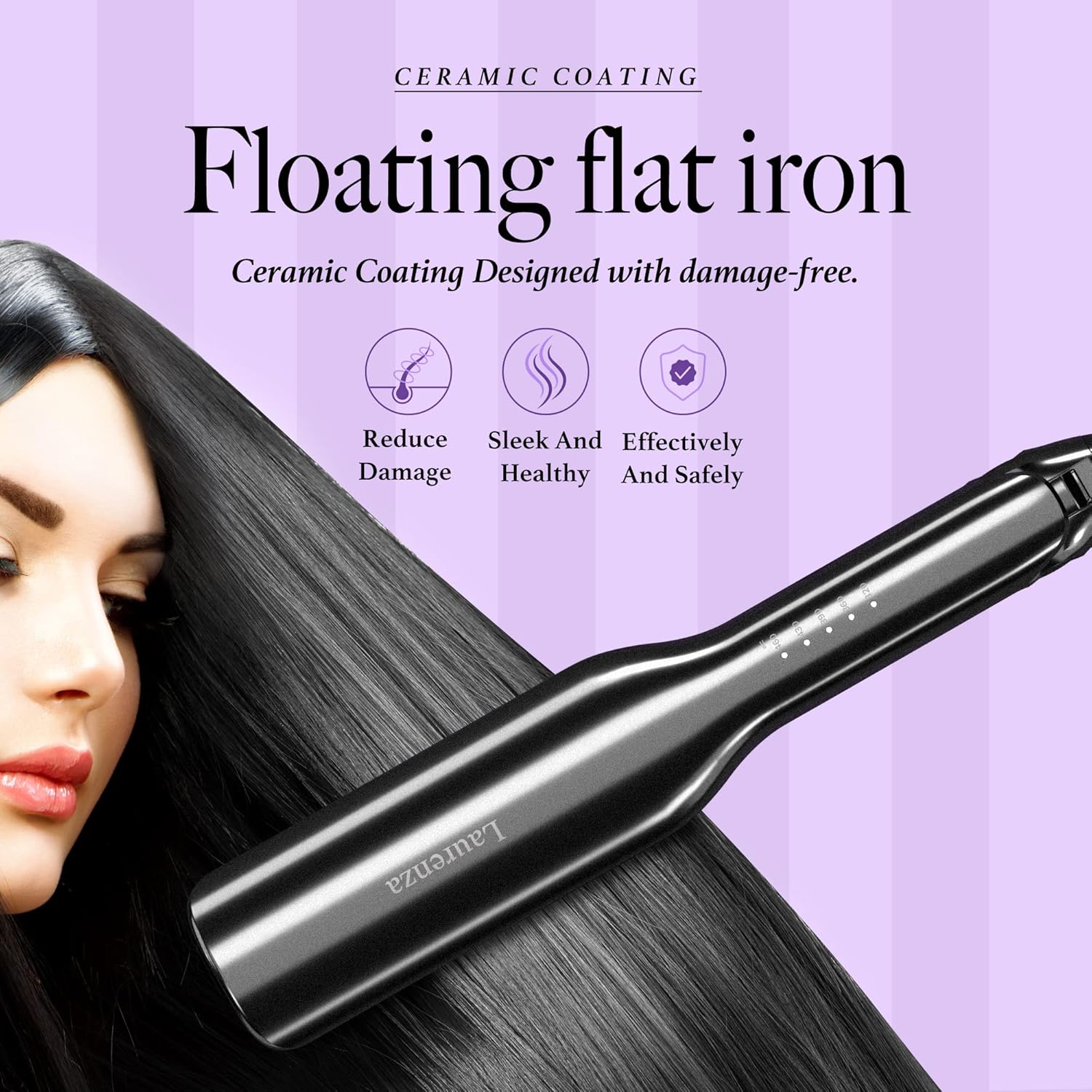 Laurenza Hair Straightener and Curler 2 in 1, Extra-Large 3D Floating Ceramic Flat Iron