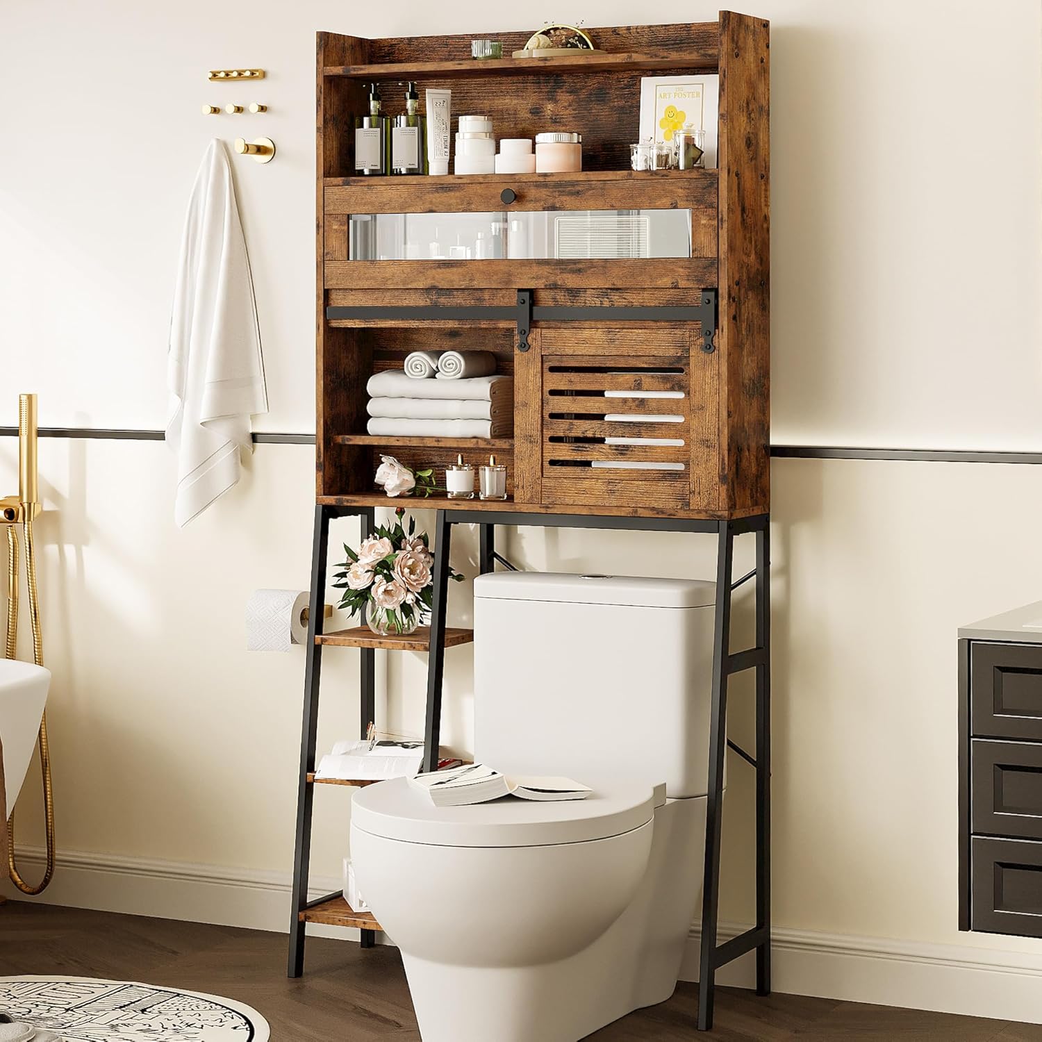 Over The Toilet Storage Bathroom Organizer, Vintage Brown