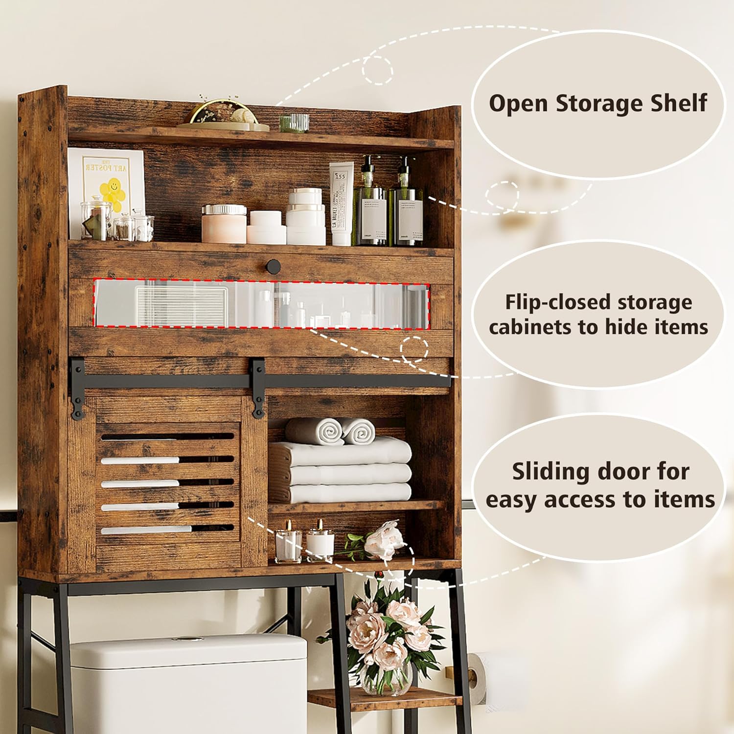 Over The Toilet Storage Bathroom Organizer, Vintage Brown