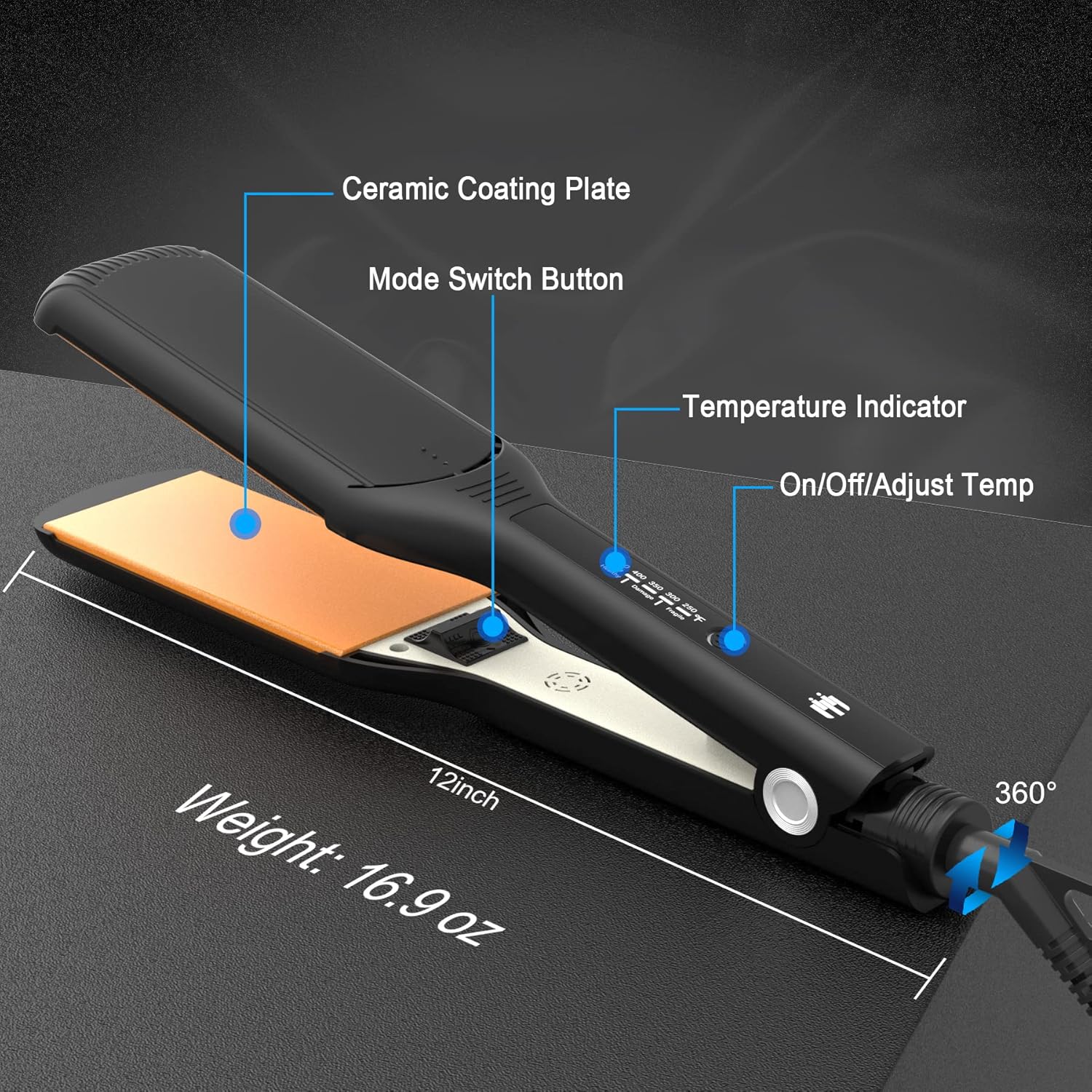 Adjustable Hair Straightener for Thick, Curly Hair