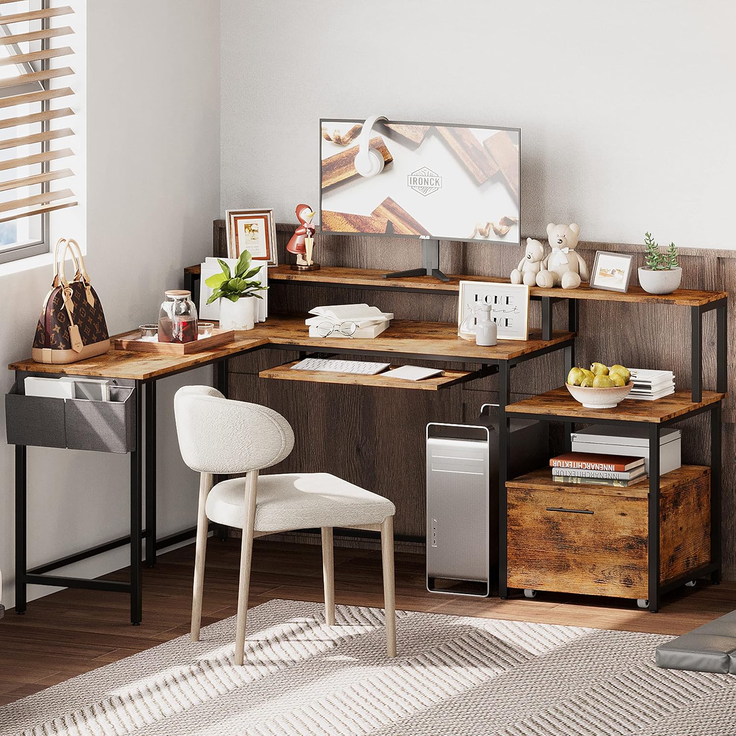 

JMW CREATIONS L-Shaped Computer Desk, Corner Desk for Home Office